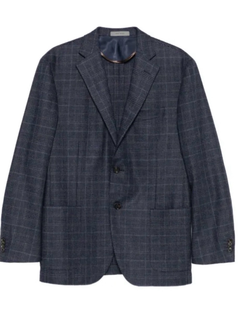 Corneliani Navy And Brown Plaid Sports Coat Size 52R